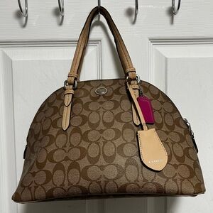 Coach Tan and Brown Signature Shoulder Bag